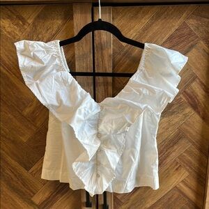 White Ruffled Women's Top